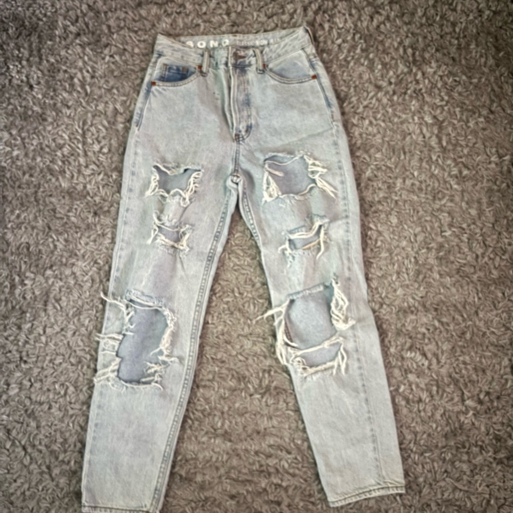 Light Blue Distressed High-Waist Women’s Jeans